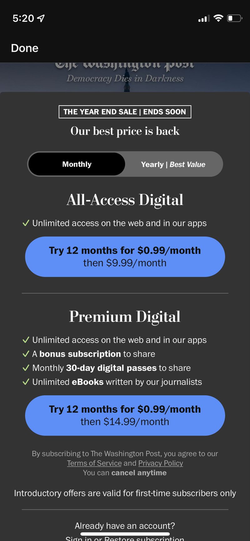 tiered plan paywall design pattern washington post