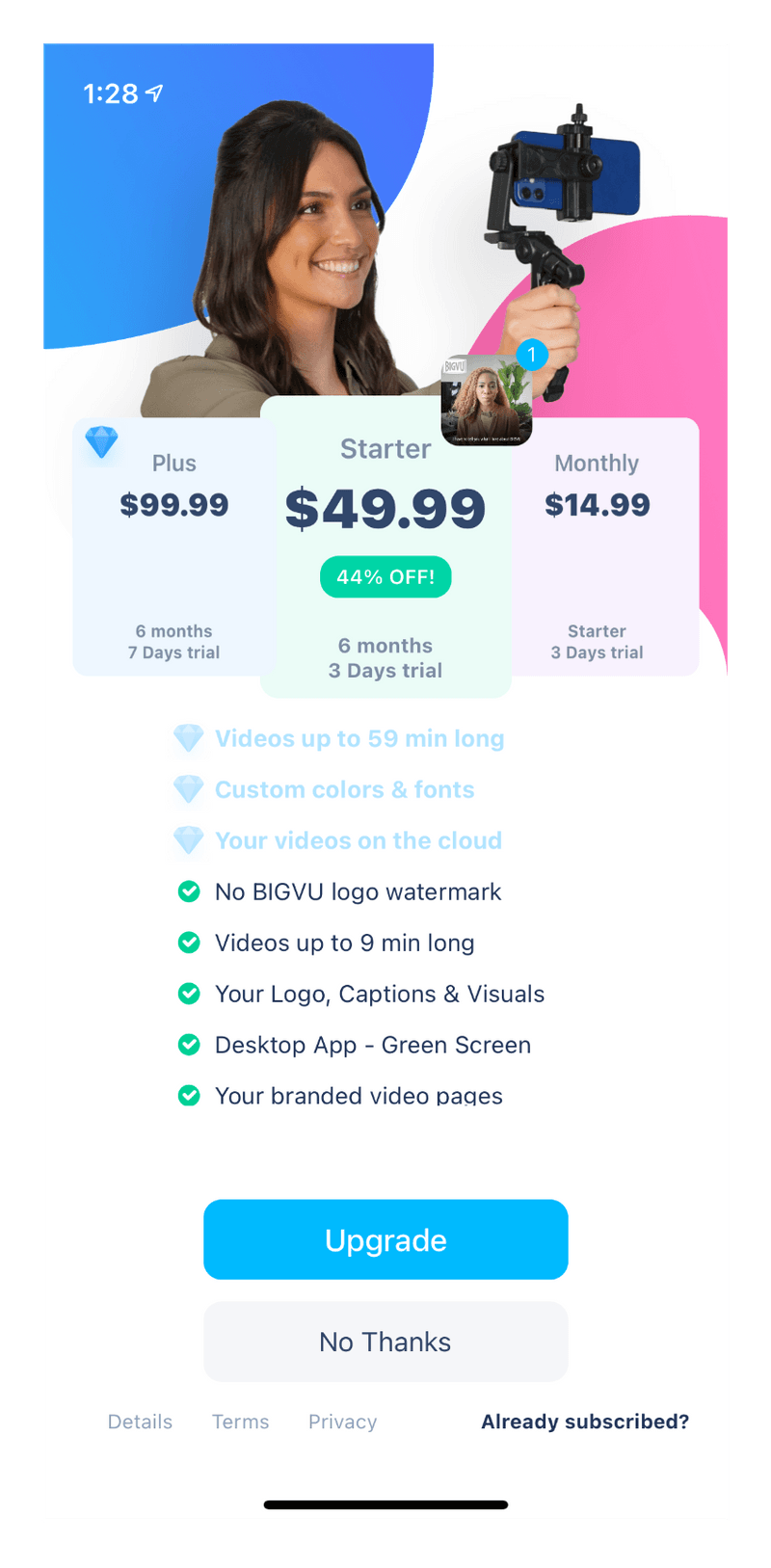 telemprompter by bigvu paywall