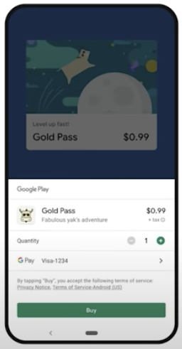 Google Play Billing multi-quantity purchase example screenshot