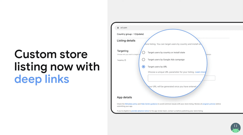 Custom store listing now with deep links