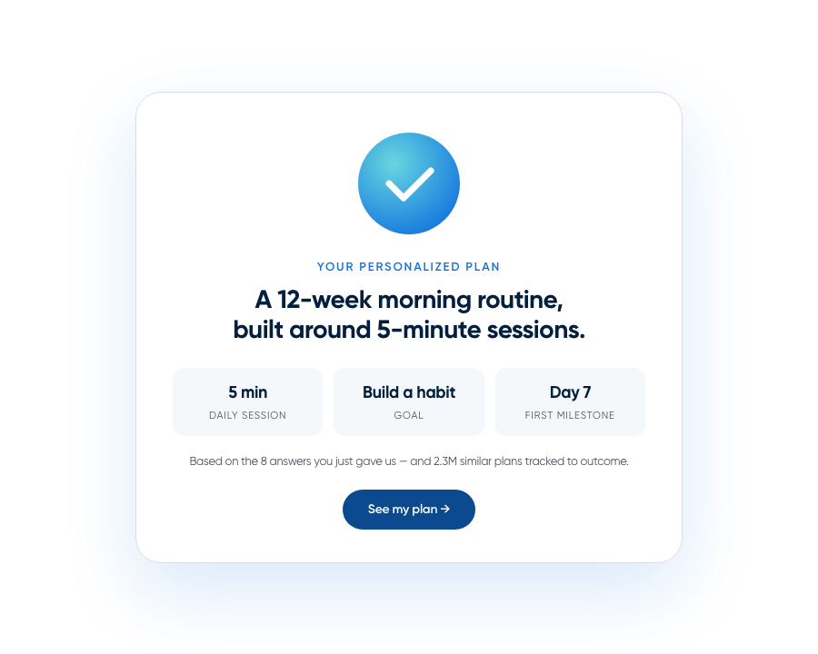A specific, personalized 12-week plan reads as a prescription, not a sales pitch